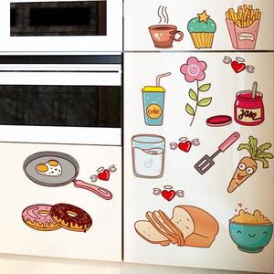 1448可爱卡通冰箱厨房墙贴餐厅装饰品厨具自粘贴纸柜子贴画