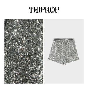 TRIPHOP 新款设计师女装简约轻奢重工设计感短裤时尚气质短裤