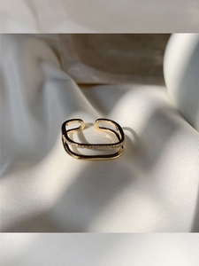 韩国双排钻时尚个性开口戒指小众设计简约食指环网红戒指女戒子