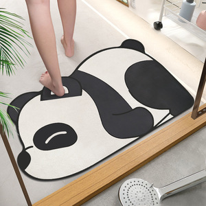 卫生间地垫硅藻泥吸水熊猫卡通动物洗漱台入门垫进门浴室防滑地毯
