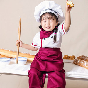儿童厨师工作衣服男女童宝宝厨师服装幼儿园小厨师服套装表演出服
