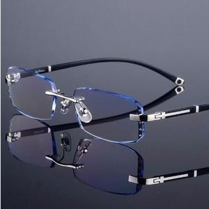 防蓝光辐射眼镜男上班电脑护目看手机钻石切边平光镜无框近视眼镜