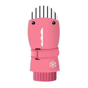 新款儿童滑雪手套冬季户外防水加绒耐磨绒男女童挂绳保暖连指手套