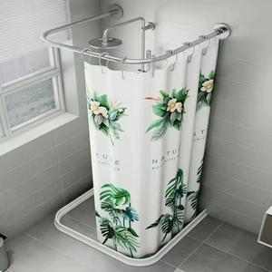 卫生间U型磁性浴帘杆套装免打孔浴室干湿分离淋浴房隔断防水挂帘