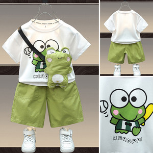 男童夏装套装新款洋气两岁男宝宝夏季帅气青蛙两件套中小童衣抖音