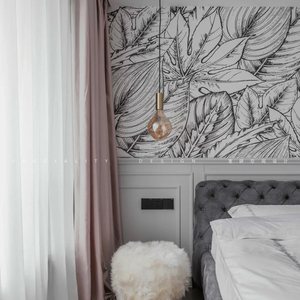 法式现代时尚轻奢黑白树叶背景墙纸个性定制壁画卧室客厅无缝墙布