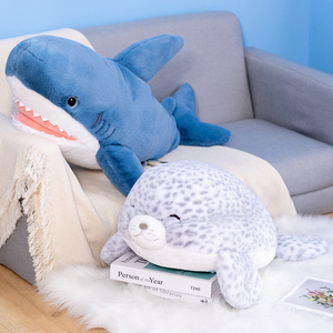 鲨鱼抱枕玩偶海豹布娃娃男女睡觉夹腿长条趴趴枕毛绒玩具生日公仔