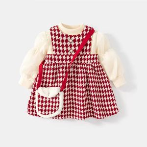 韩版儿童公主裙冬季加绒加厚女宝一周岁礼服两件套婴儿裙子秋冬套