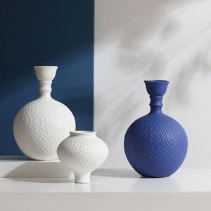 售楼部大厅简约白色克莱因蓝陶瓷花瓶摆件家居样板间装饰品器皿售