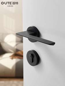 固特北欧风房门锁室内卧室磁吸静音木门把手简约灰黑色锁具通用型