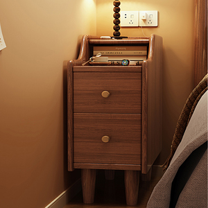 床头柜简约现代家用卧室床头置物架小型实木色床边柜出租房储物柜