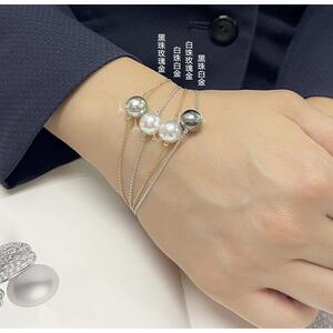 日本代购mikimoto御木本18k金南洋白蝶/黑蝶/金色珍珠手链礼物