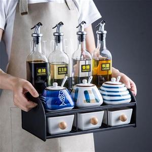 摩登主妇日式调味罐陶瓷套装家用盐罐酱醋组合厨房用品全套调料盒
