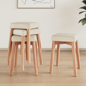 IKEA宜家乐实木凳子家用奶油风餐凳原木可叠放餐椅餐厅软椅子简约