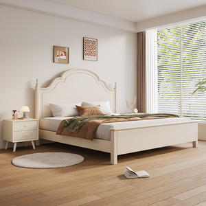 IKEA宜家轻奢美式白色实木床现代简约1.8米韩式双人主卧1.5高箱储