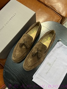 法国直邮Brunello Cucinelli男士商务休闲一脚蹬豆豆鞋绒面BC皮鞋