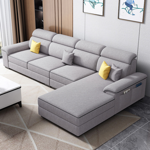 全友简约现代大小户型客厅转角可拆洗布艺沙发科技布沙发3.5米