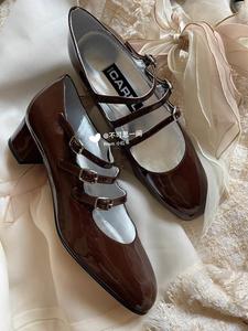 法国直邮代购 carel pairs法国玛丽珍鞋漆皮栗子色巧克力色kina