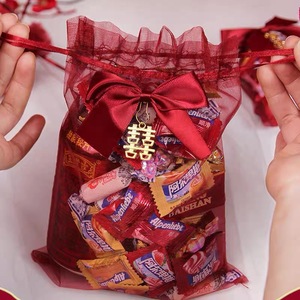 喜糖袋结婚糖果袋专用婚礼蝴蝶结网纱糖袋纱袋喜袋网红瓜子花生糖