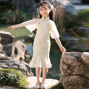新中式女童改良旗袍裙国风儿童2024新款夏季旗袍小女孩高端连衣裙