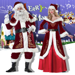 圣诞节演出服成人男女圣诞老人酒吧圣诞服装一件代发外贸情侣装