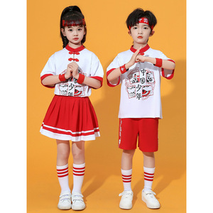 韩范新中式盘扣汉服小学生少年民族服装演出套装国潮流拉拉队男童