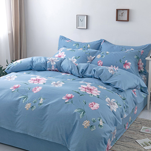 富安娜新款床单四件套全棉纯棉床上用品套件简约被套被罩220x240