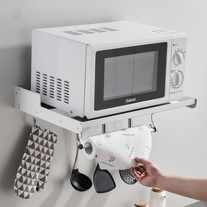 微波炉架子置物架壁挂式墙上烤箱架支架厨房挂钩排钩收纳架杆挂架