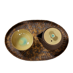 慕砚日式简约小茶盘纯手工复古和风茶台家用粗陶茶具干泡台茶海