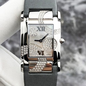 二手百达翡丽twenty4系列4914g白金原镶钻贝母盘石英机芯女表