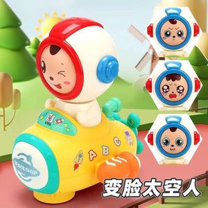 网红新款热销儿童益智变脸戏法飞船太空人音乐灯光万向电动玩具
