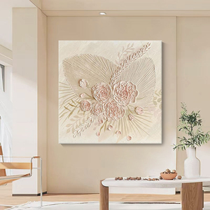 大芬村肌理壁画纯手绘油画客厅装饰画餐厅卧室奶油风玫瑰花卉挂画