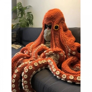 针织章鱼帽毛线乌贼帽克苏鲁八爪鱼头套钩针毛线章鱼头套帽毛绒帽