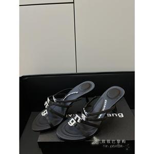 Alexander Wang/亚历山大王 24新款水钻字母凉鞋女士细跟高跟鞋