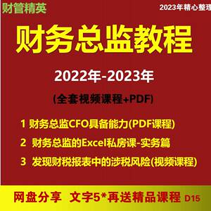 财务总监经理教程会计税务CFO财务分析管理财务总监实战教学视频