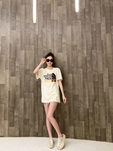 Gucci/古驰 短袖T恤上衣男女24夏季新款北面联名织带字母印花圆领