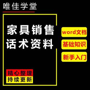 家具销售话术资料 门店导购培训流程手册销售技巧售前售后知识