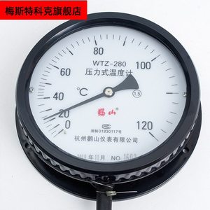 杭州鹳山WTZ-280蒸汽压力式指针温度计锅炉工业用120度鹤山温度表