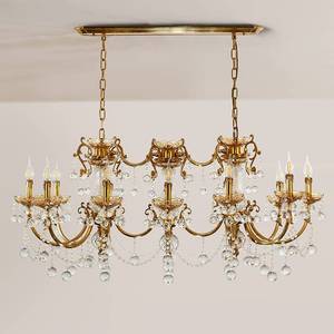 法式欧式餐厅吊灯法式全铜长形灯别墅卧室奢华水晶个性创意吧台