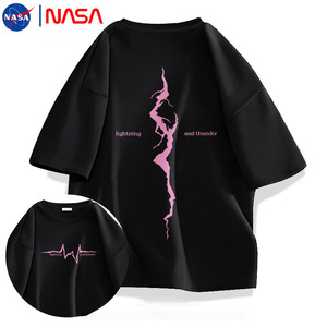 NASA联名美式复古嘻哈短袖t恤男纯棉宽松夏季重磅ins半袖大码上衣