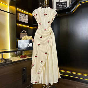 ROILTROU法式樱桃连衣裙新中式女装2024新款中国风裙子小众设计感