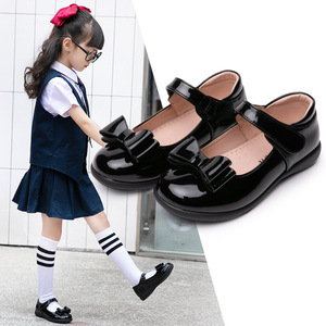 女童皮鞋公主鞋2024年春季新款韩版儿童黑色演出鞋蝴蝶结学生单鞋