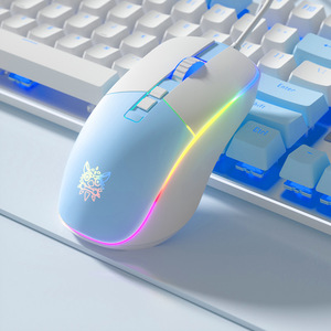 Logitech/罗技 cw916白蓝色游戏鼠标有线RGB发光电竞台式笔记本电