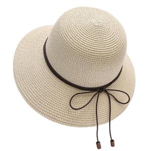 夏季女士新款小沿草帽防晒帽户外大檐遮阳帽手工绑带蝴蝶节草帽子