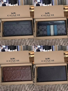 美国正品COACH/寇驰钱包长款卡包经典花纹商务男包礼盒套装零钱包