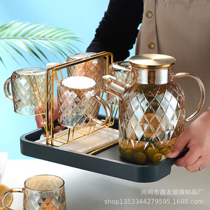 乐在美高硼玻璃耐热琥珀色冷水壶玻璃家用凉白开水杯茶壶套装扎壶