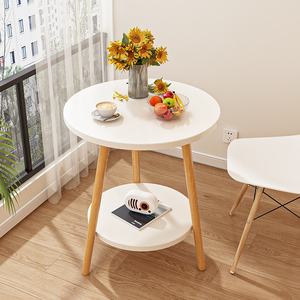 IKEA宜家茶几双层小圆桌子沙发边几小户型家用床头迷你置物架阳台