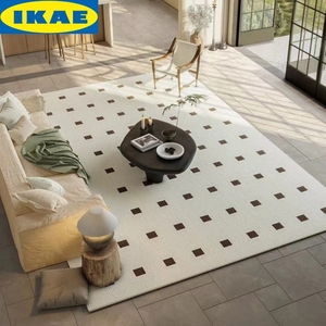 IKAE宜家奶油风家用地毯卧室满铺茶几毯圈绒耐脏易打理地垫客厅沙