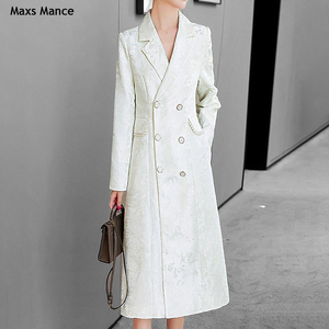 Maxsmance法国国际轻奢白色风衣外套女中长款高级感修身气质大衣