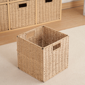 IKEA宜家创意草藤编织收纳筐可折叠简约脏衣服收纳篮正方形玩具零